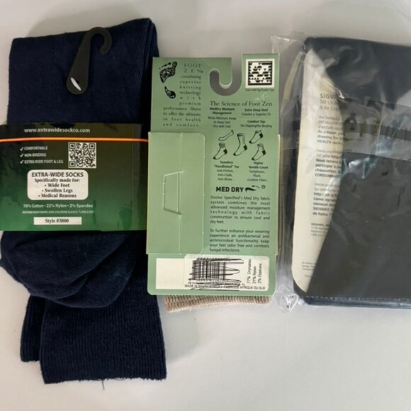 NWT 3 Pr Men's Socks-EXTRA WIDE Comfort, Siguaris Health, Foot Zen Energizing XL - Picture 6 of 6